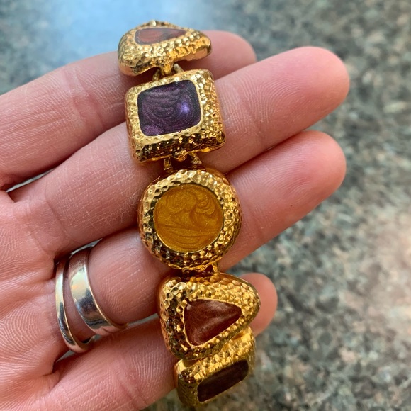 Gold bangle toggle clasp fashion bracelet ❤️ - Picture 4 of 7